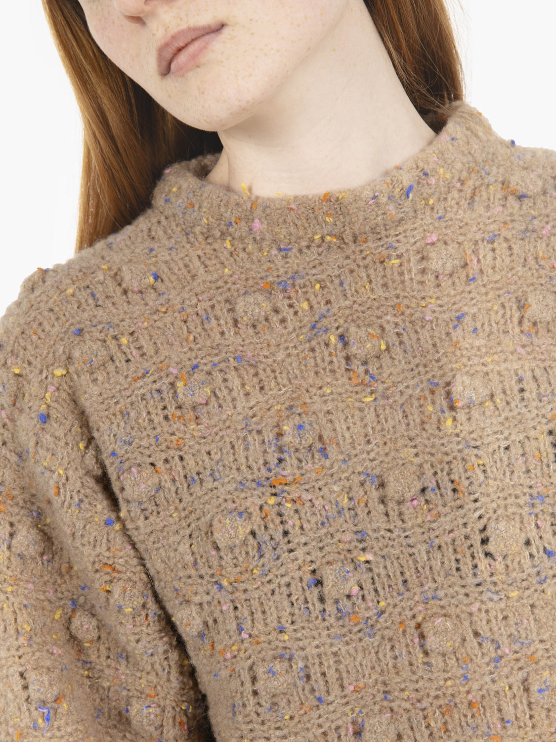 Buttoned effect sweater in mou / multicolor