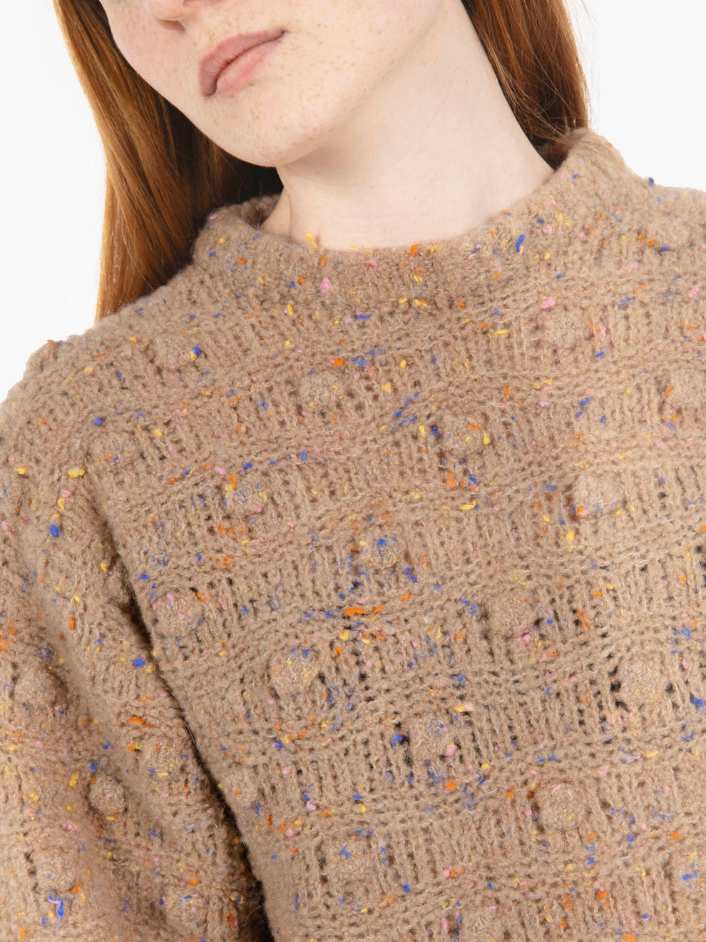 Buttoned effect sweater in mou / multicolor