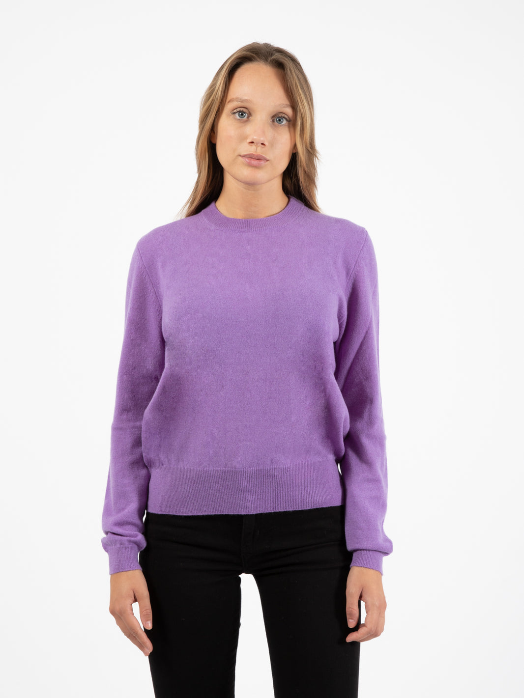 Lavender Button Up Crewneck Sweater