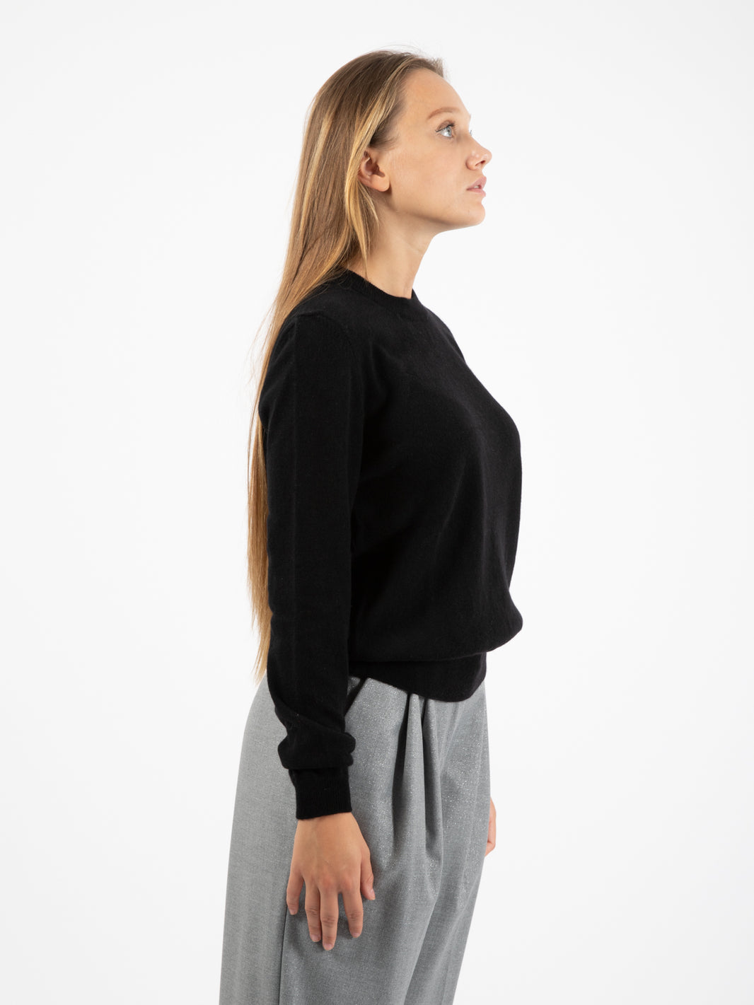 Black Button Down Crewneck Sweater