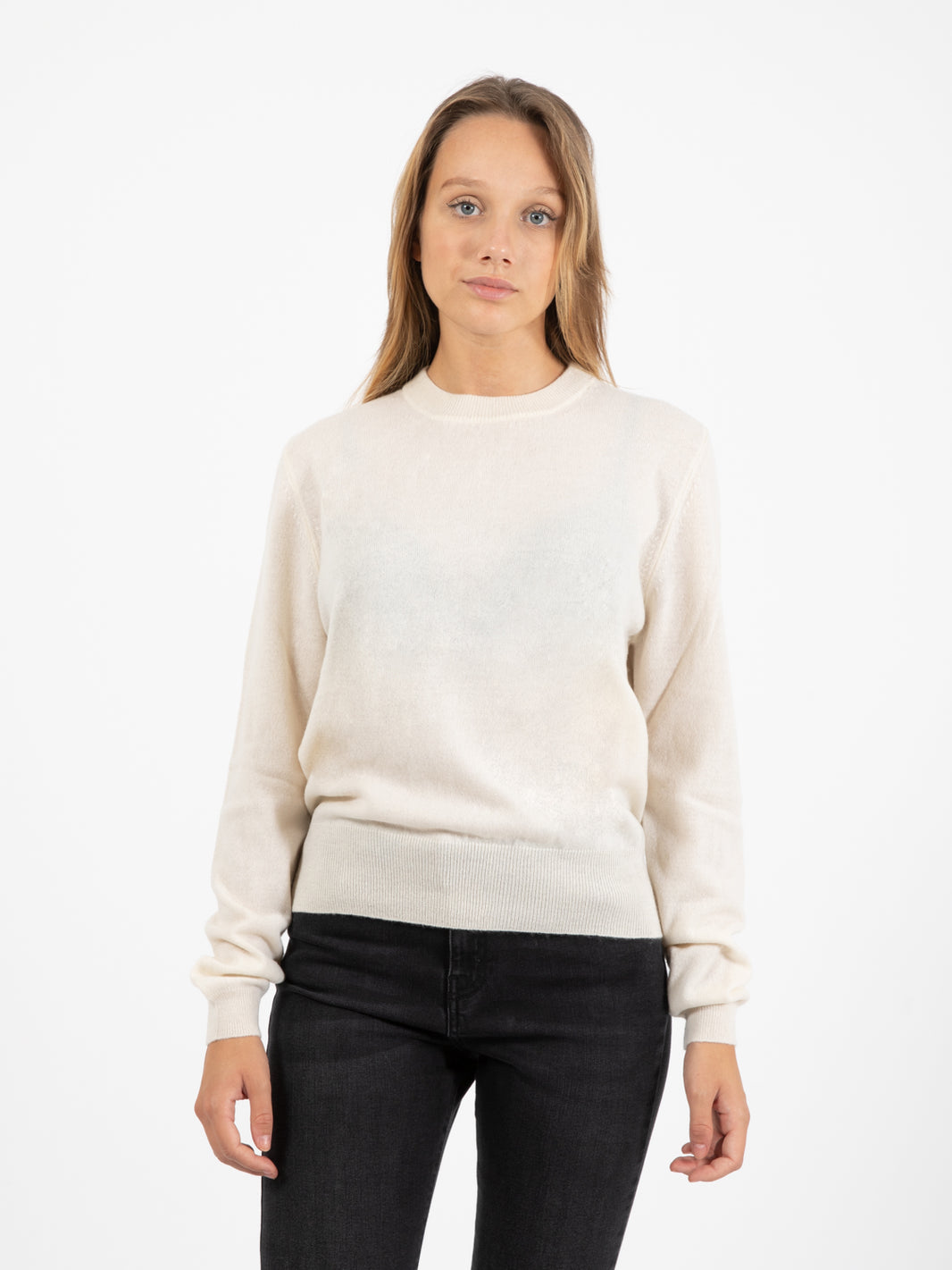 Cream Button Up Crewneck Sweater