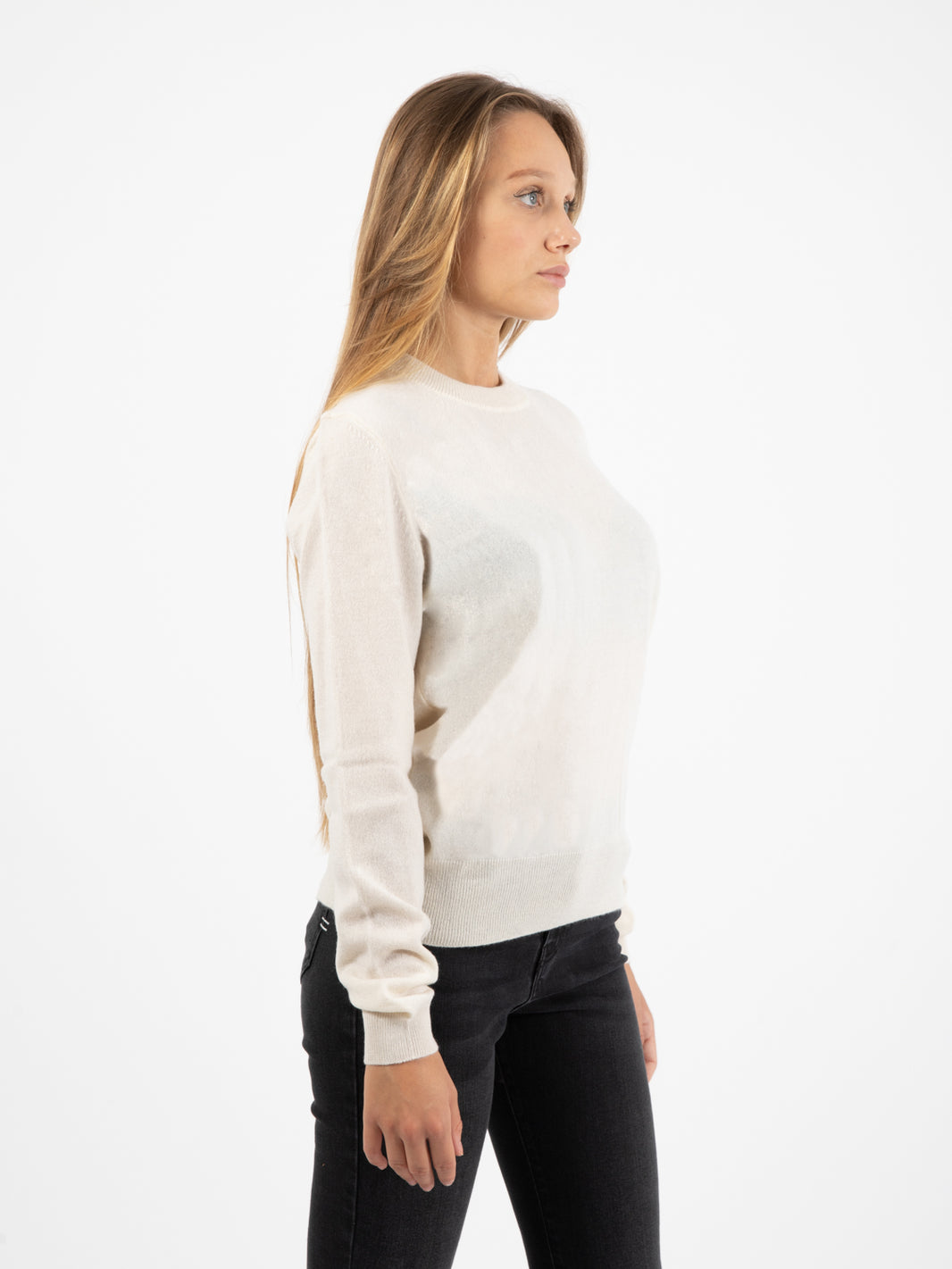 Cream Button Up Crewneck Sweater