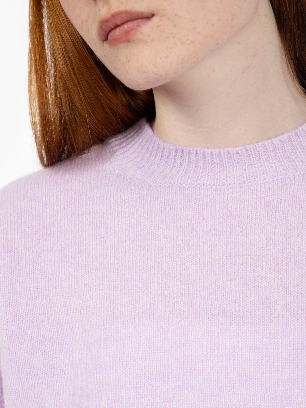 Maglione girocollo in lana e cashmere glicine