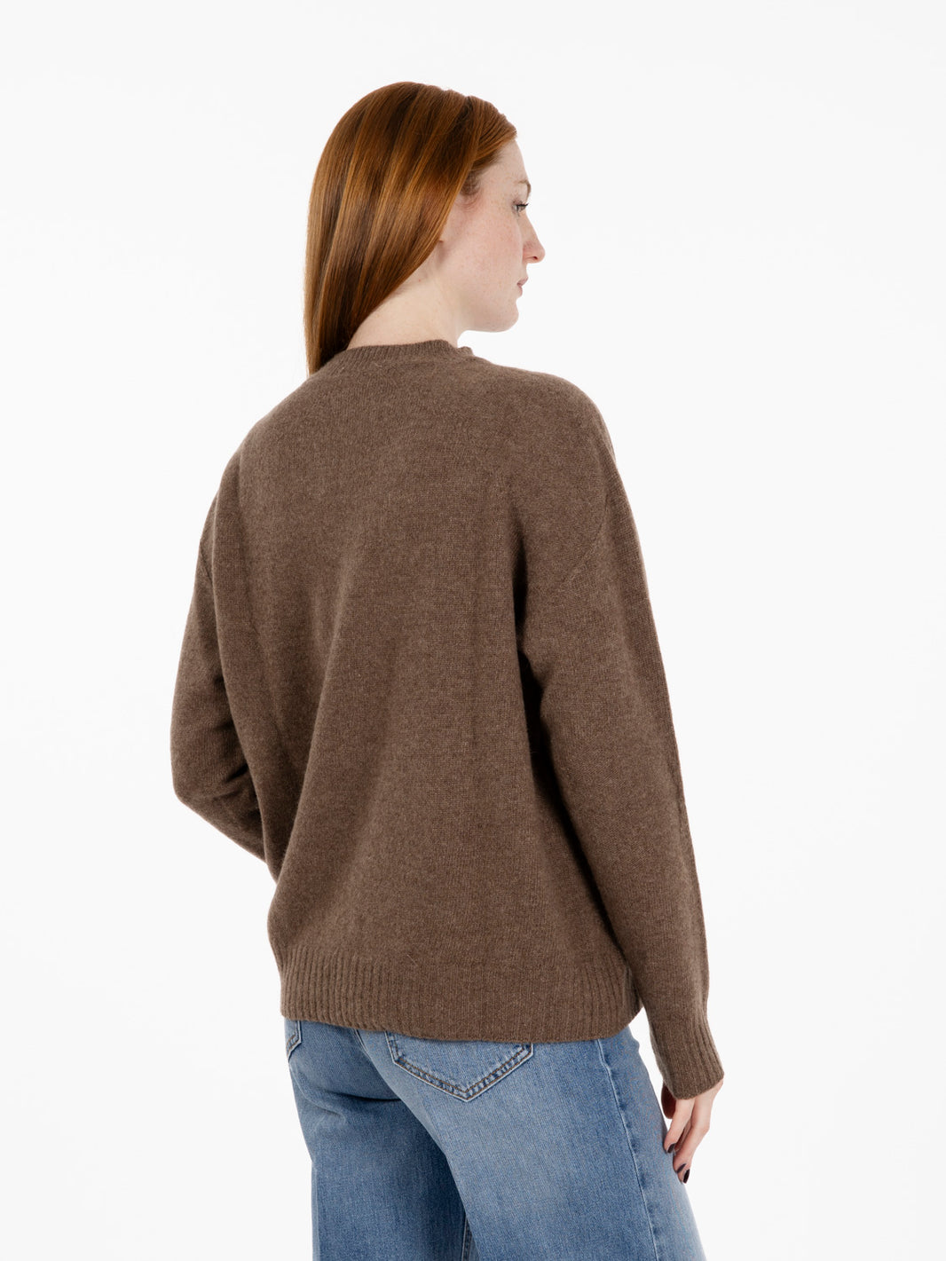 Hazelnut wool and cashmere crew neck sweater