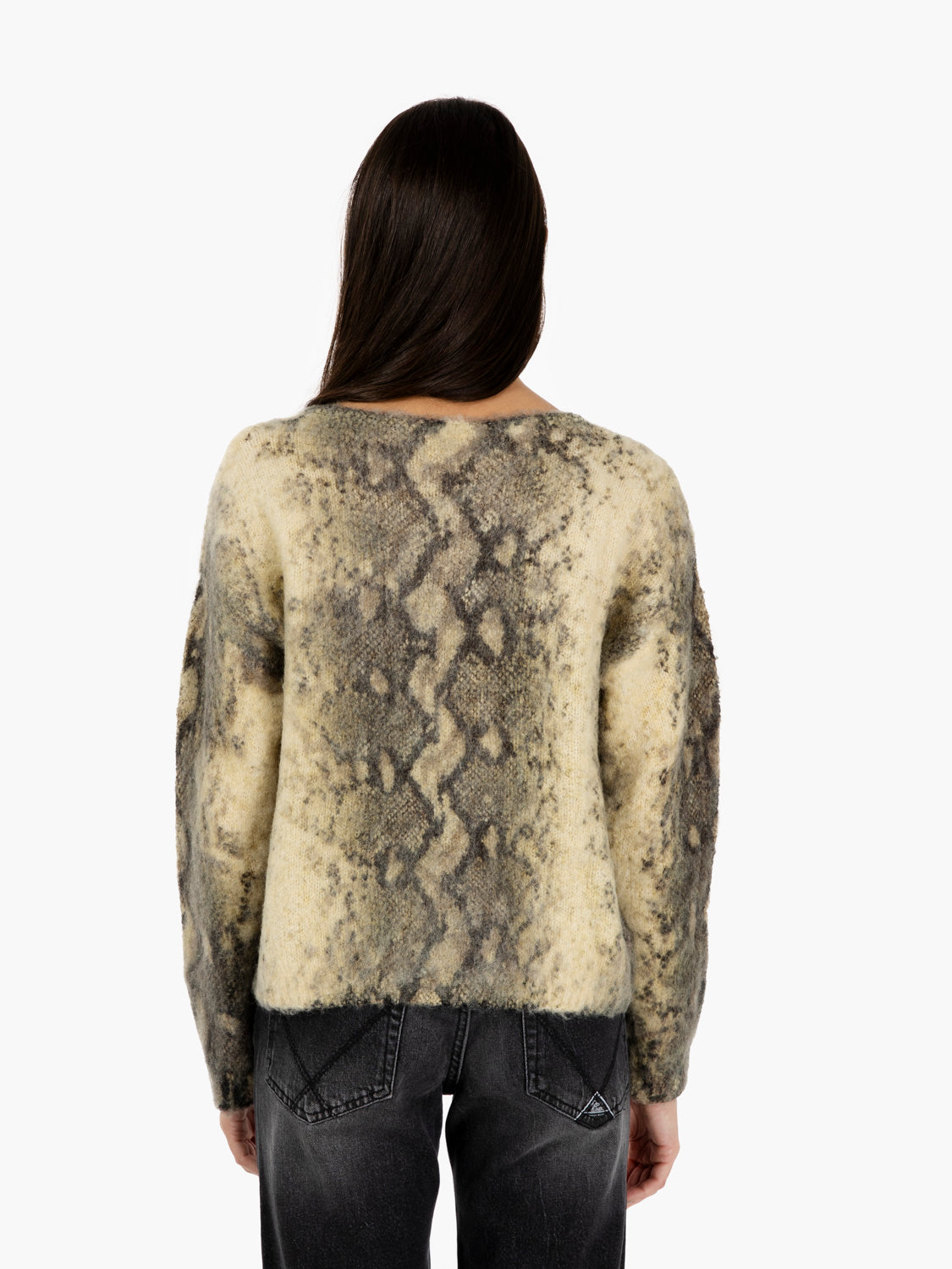 Maglione girocollo stampa pitone multicolor