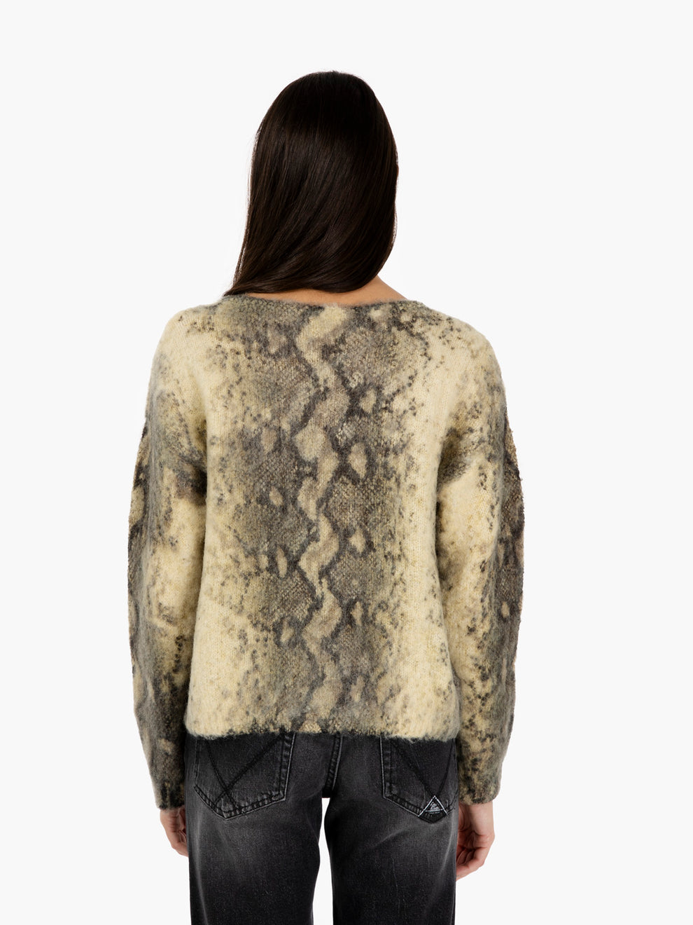 Maglione girocollo stampa pitone multicolor