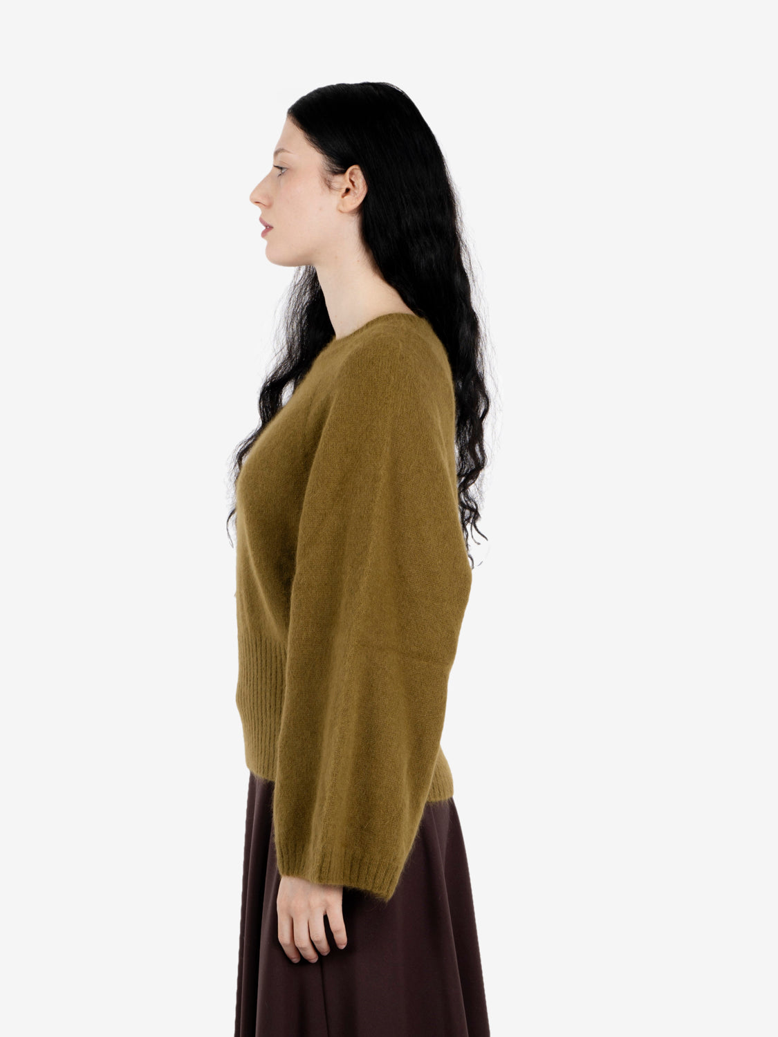 Maglione mohair oliva