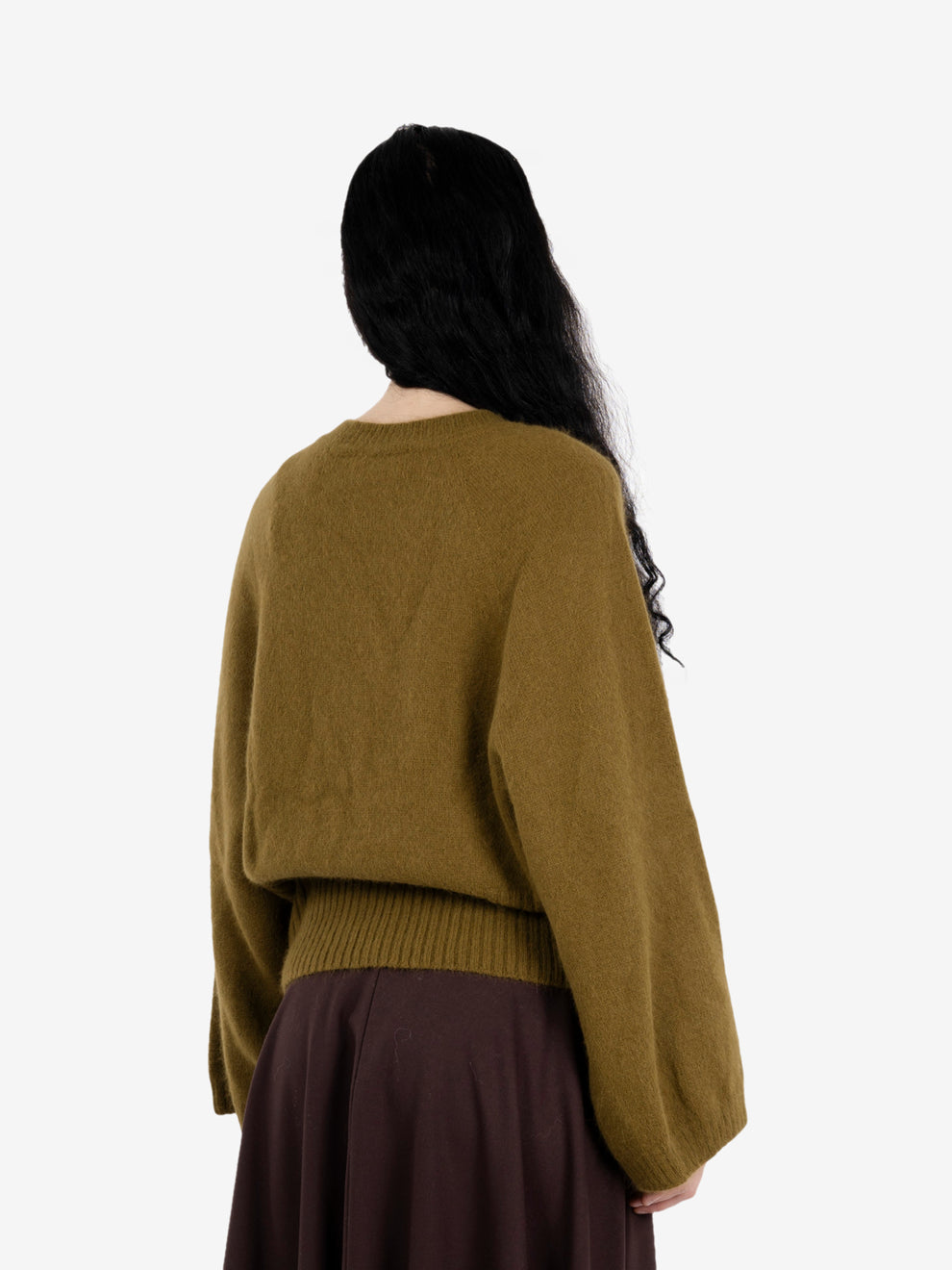 Maglione mohair oliva