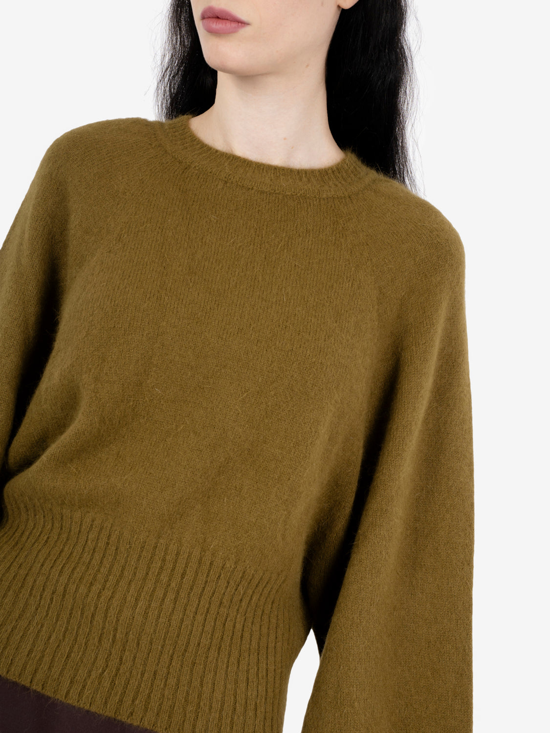 Maglione mohair oliva