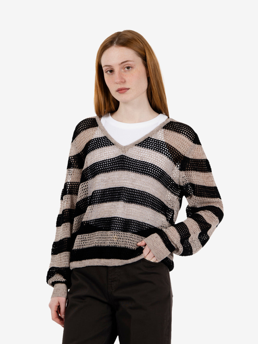 Openwork rope / black sweater