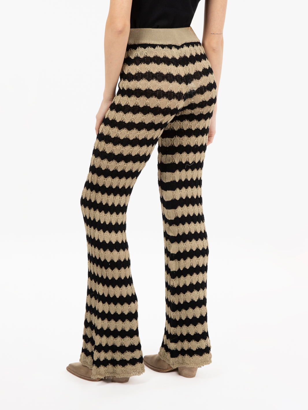 Pantalone in maglia nero / beige