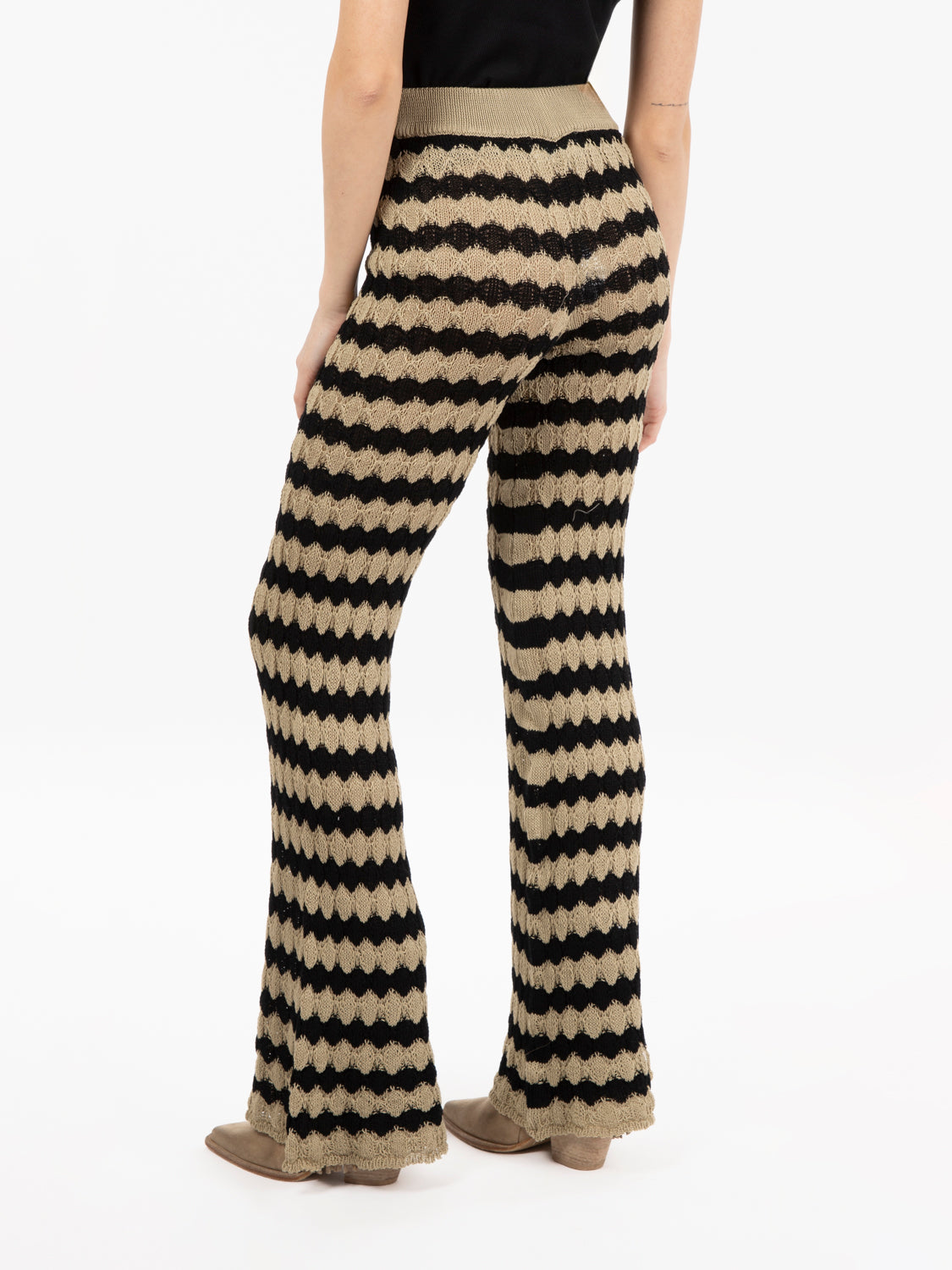 Pantalone in maglia nero / beige