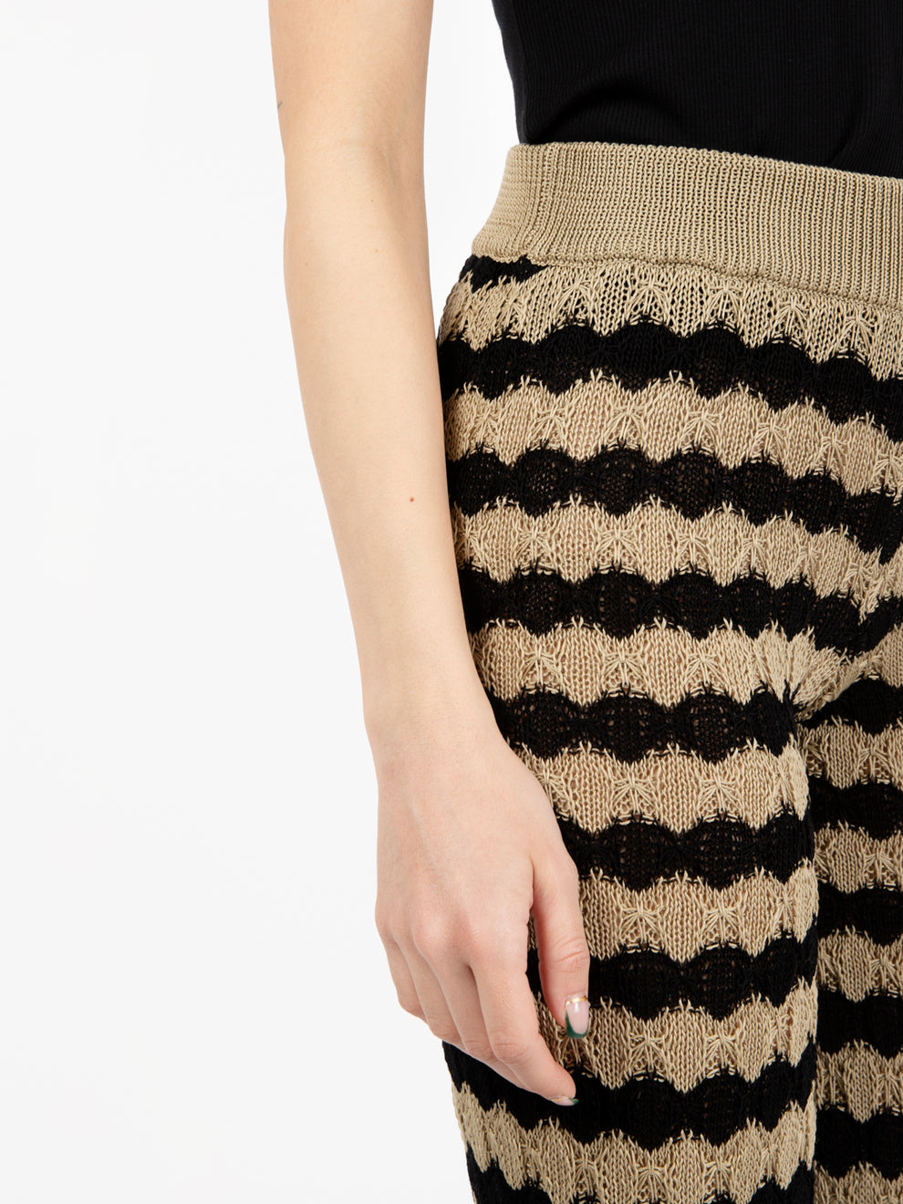 Pantalone in maglia nero / beige