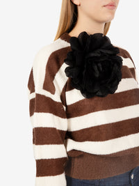 Black tulle flower brooch