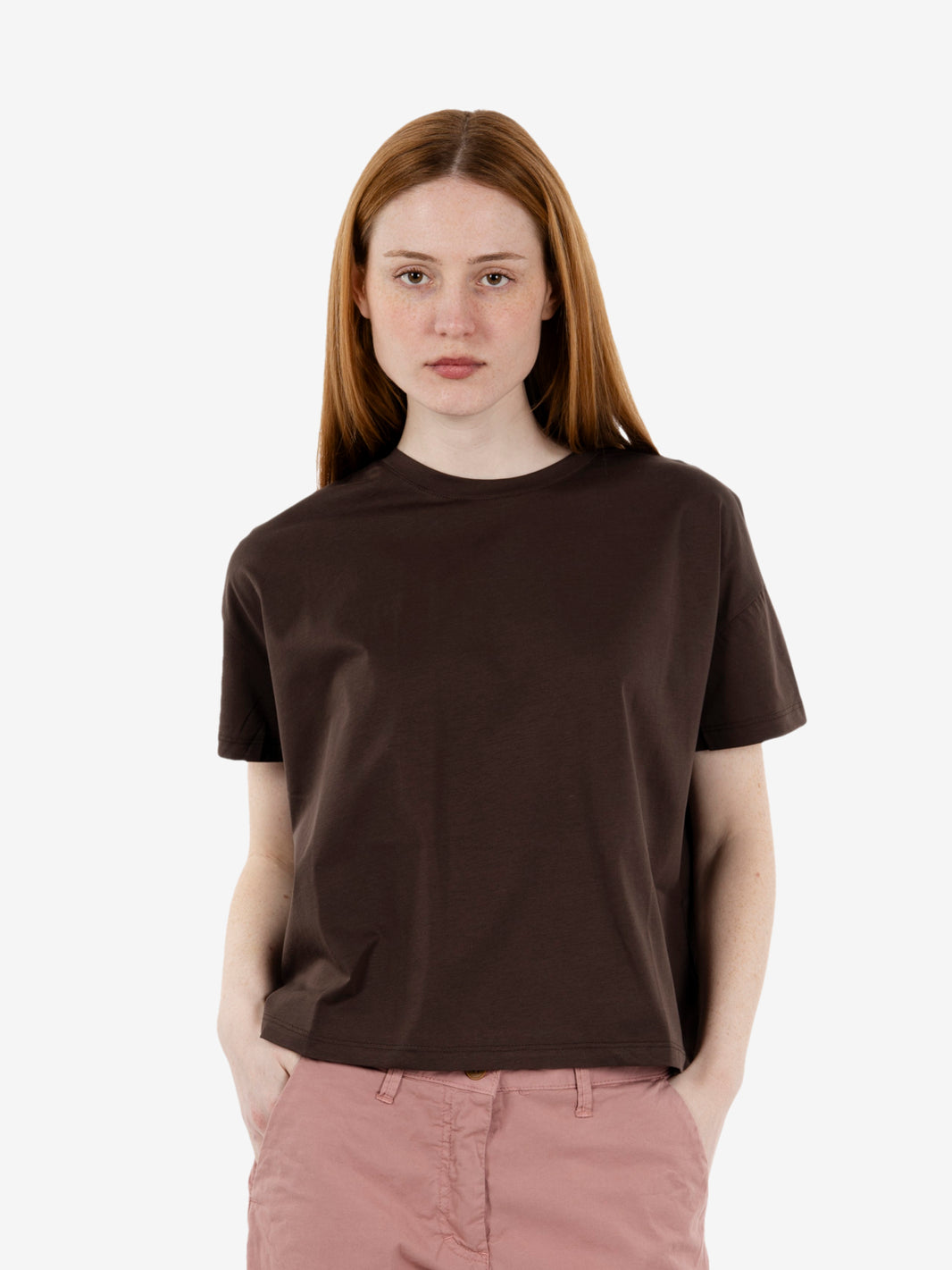 Dark brown crew neck T-shirt