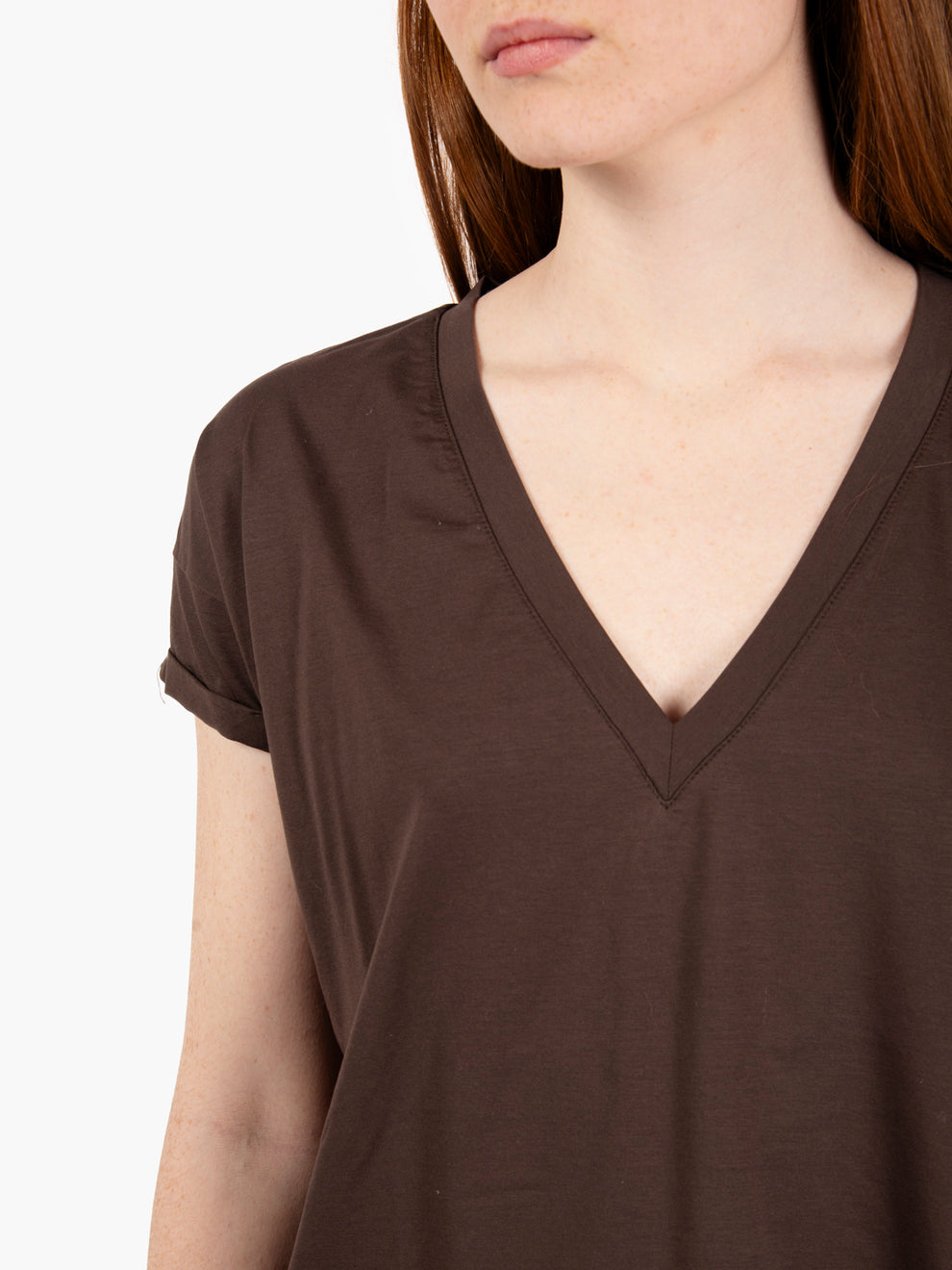 Oversized V-Neck T-Shirt Coffee