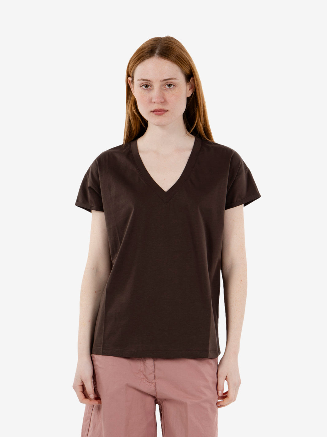 Dark brown V-neck T-shirt