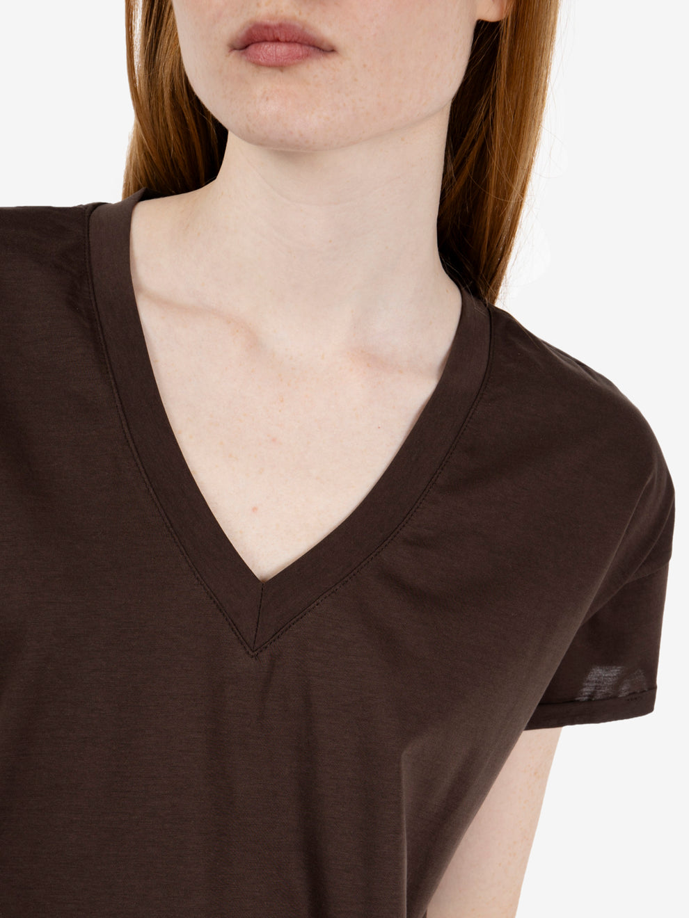 Dark brown V-neck T-shirt