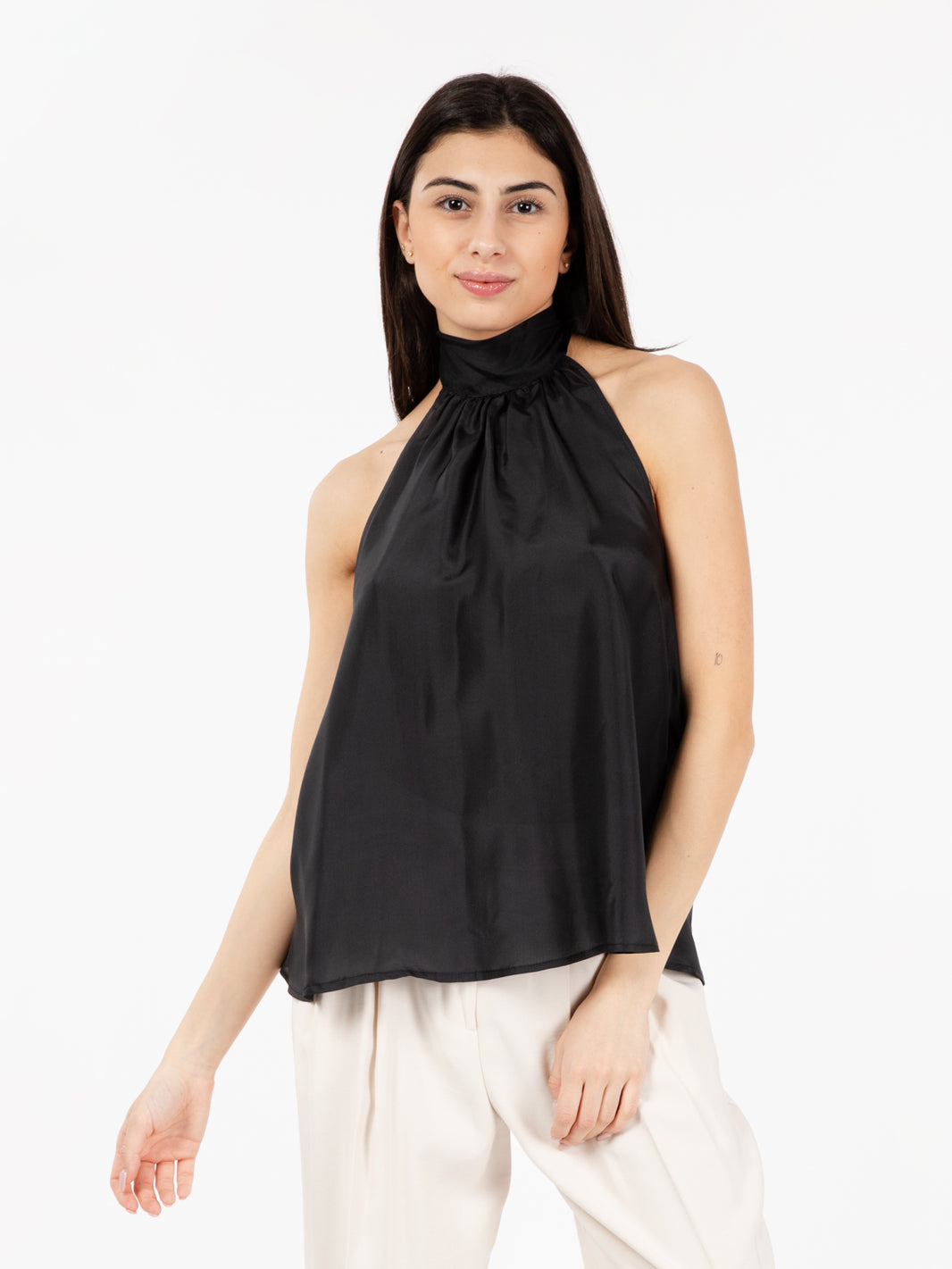 Black silk top