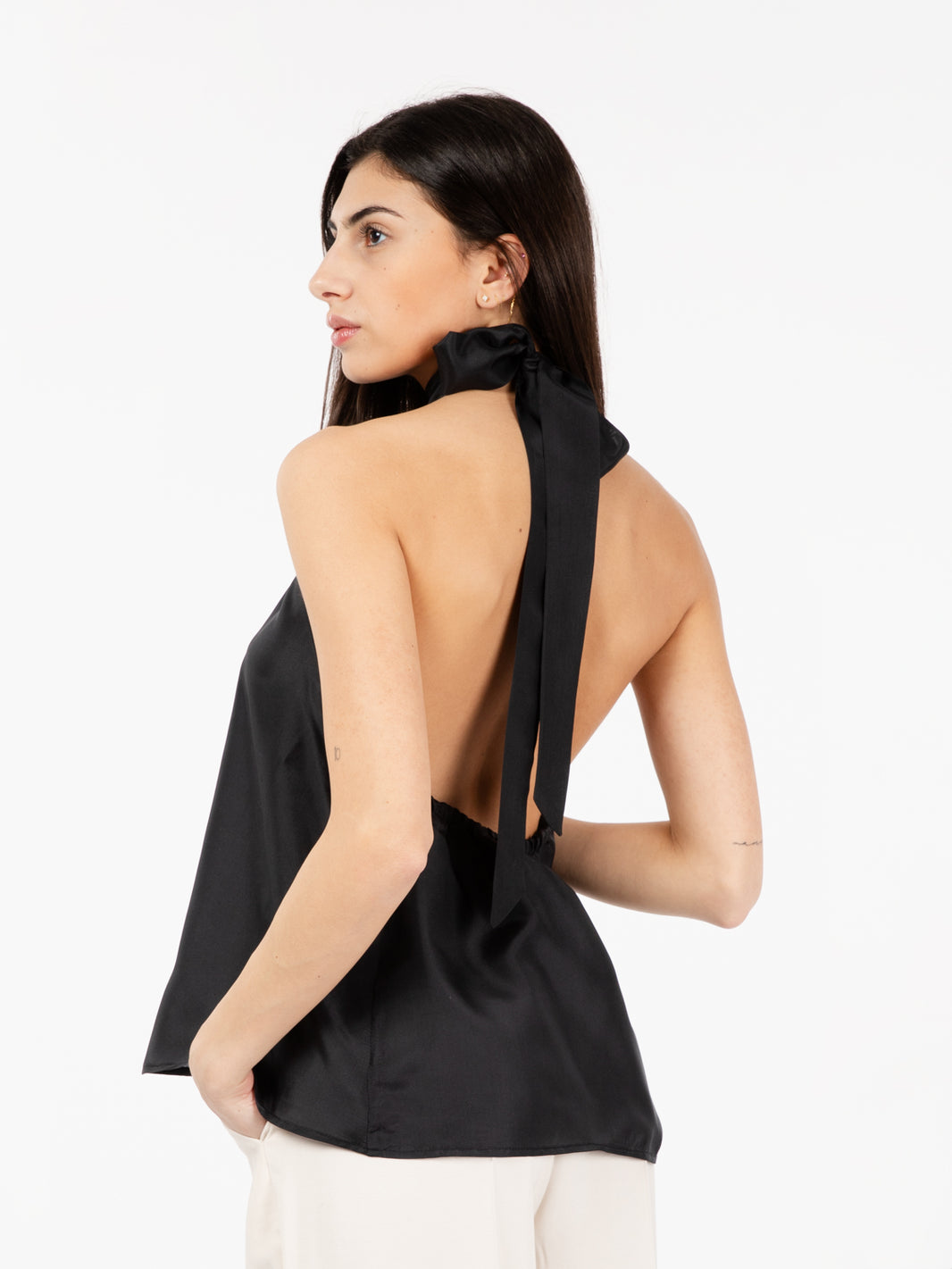 Black silk top