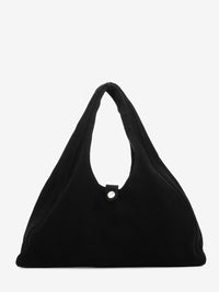 Large black suede hobo bag