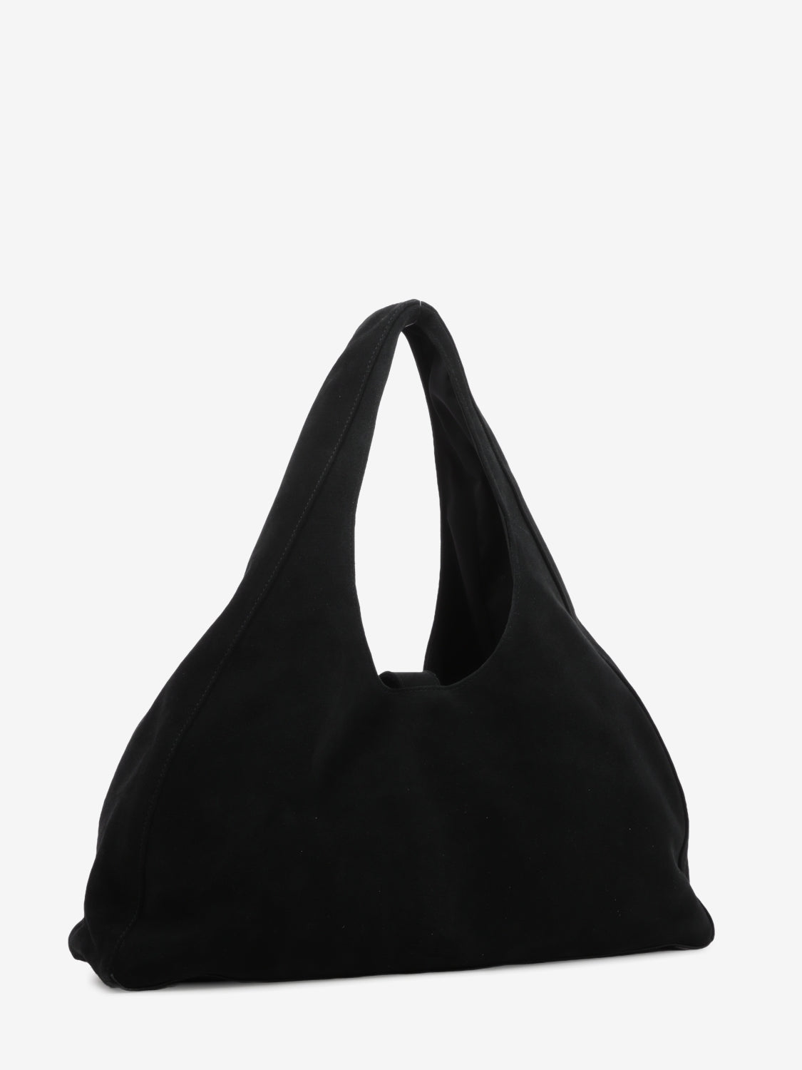 Large black suede hobo bag
