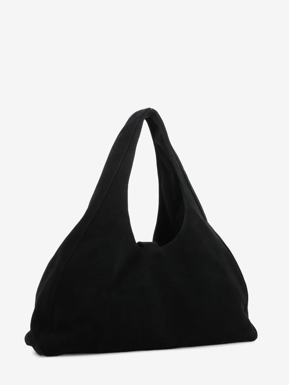 Large black suede hobo bag