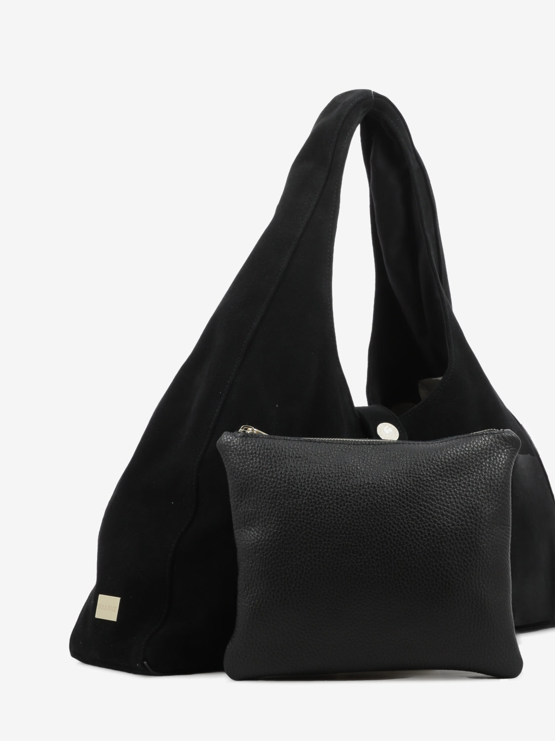 Large black suede hobo bag