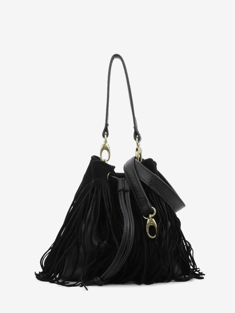 Borsa secchiello Asuka con frange nera