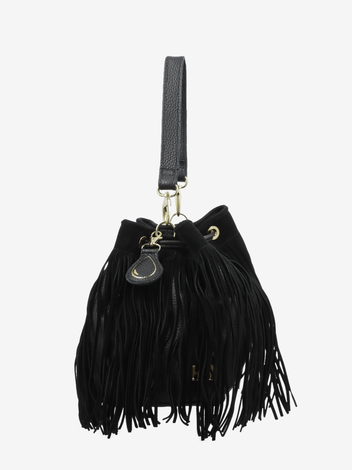 Borsa secchiello Asuka con frange nera