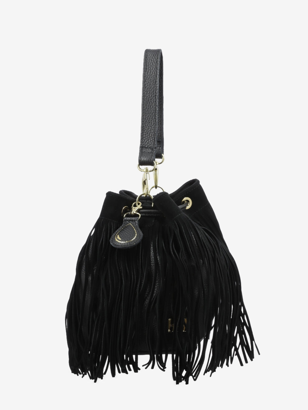 Borsa secchiello Asuka con frange nera