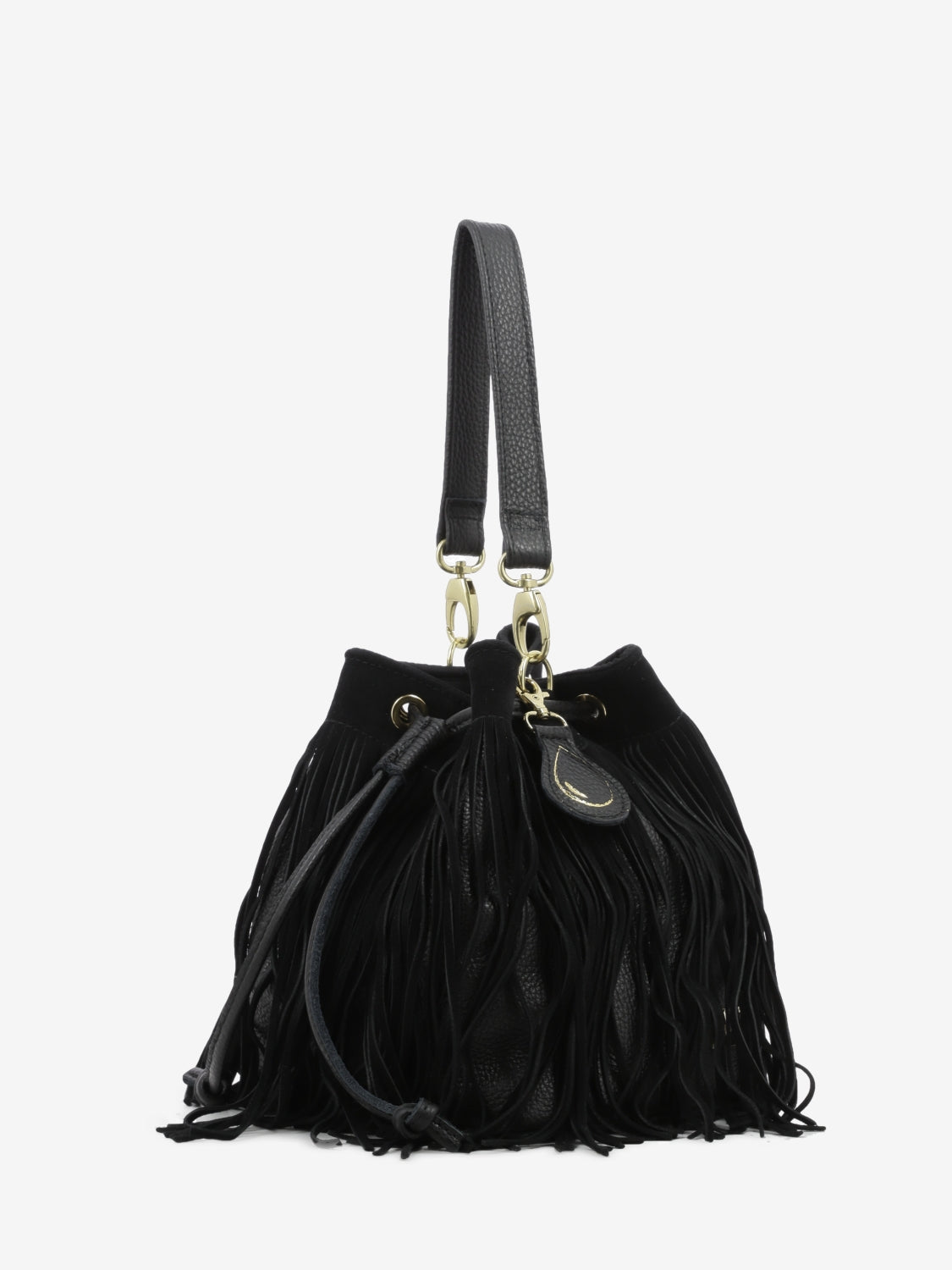 Borsa secchiello Asuka con frange nera