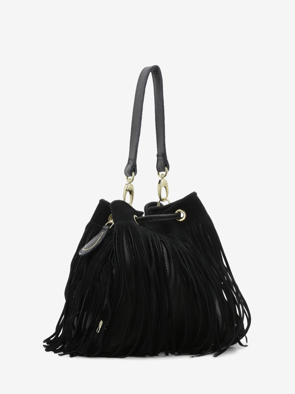 Borsa secchiello Asuka con frange nera