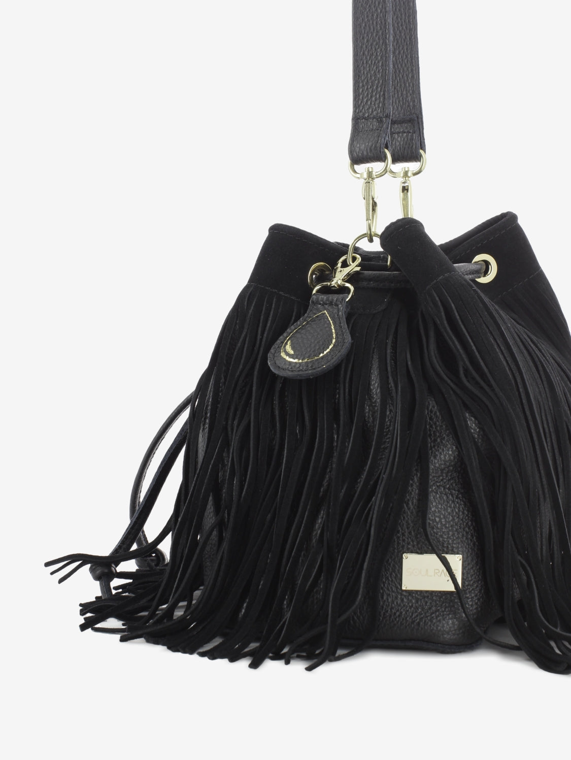 Borsa secchiello Asuka con frange nera