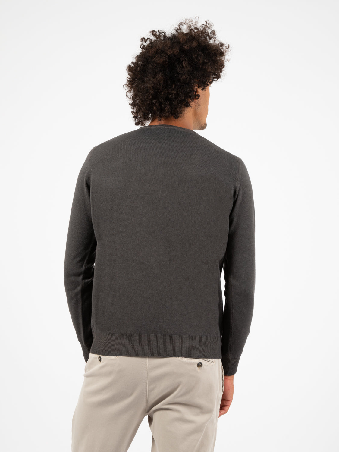 Maglione girocollo in lana e seta cioccolato