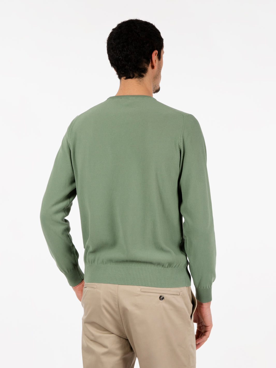 Maglione girocollo punto riso salvia