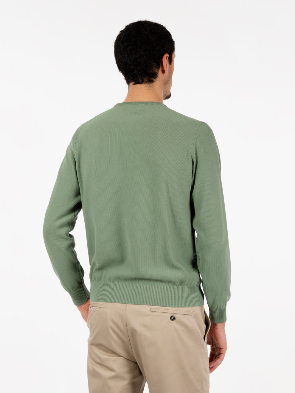 Maglione girocollo punto riso salvia