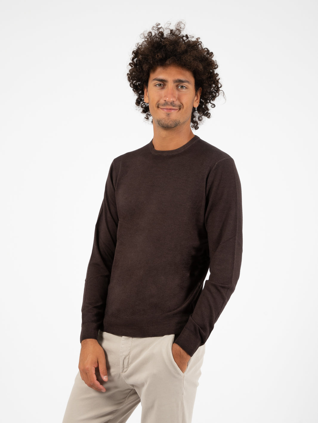 Maglione leggero girocollo granato / amaranto
