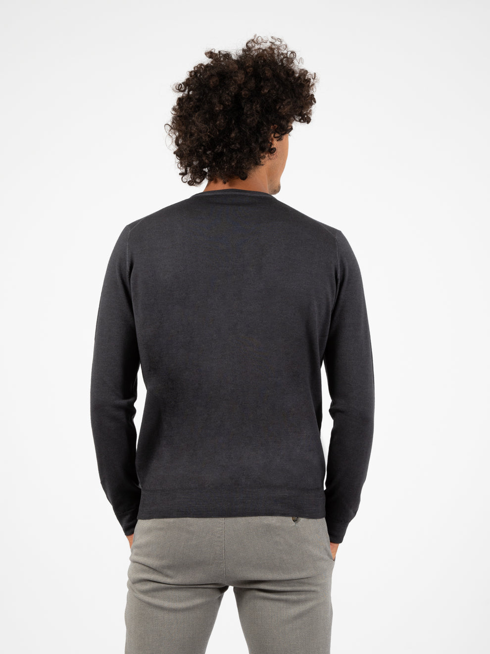 Maglione leggero girocollo grigio scuro