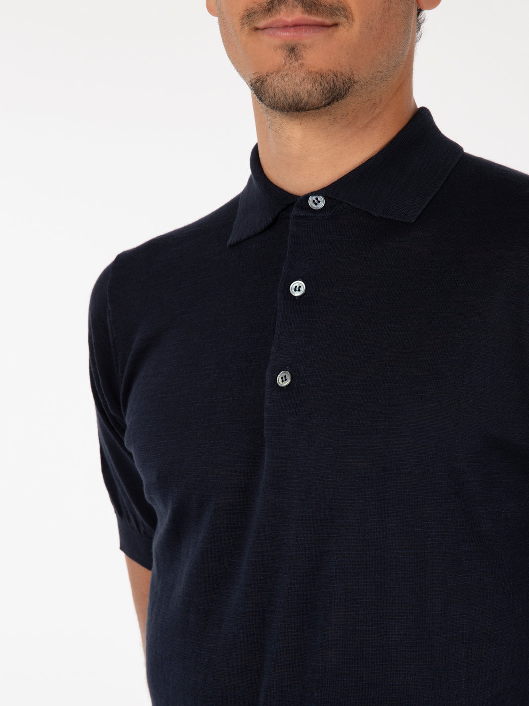 Polo in cotone fiammato blu