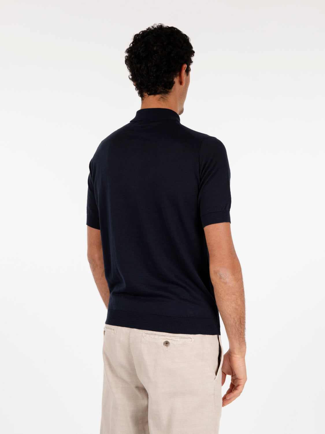 Polo in cotone fiammato blu