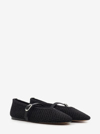 Gayla black fishnet ballerina flats