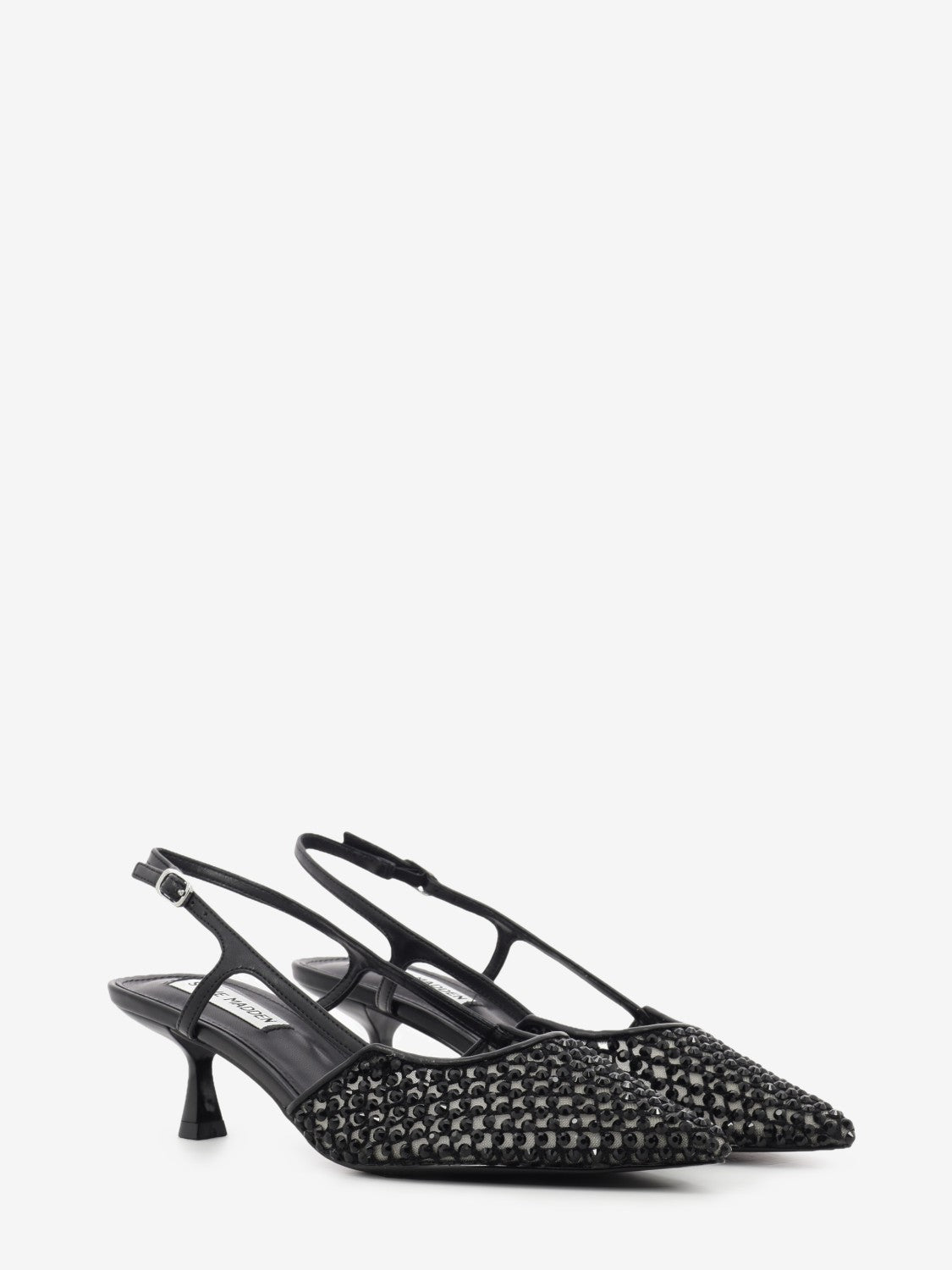 Black jeweled slingbacks
