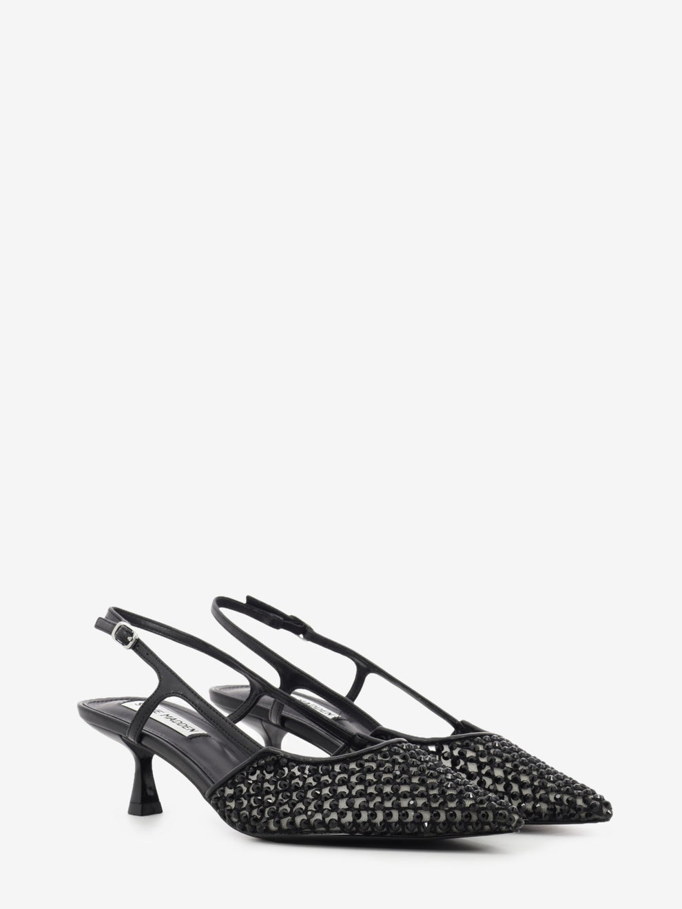 Black jeweled slingbacks