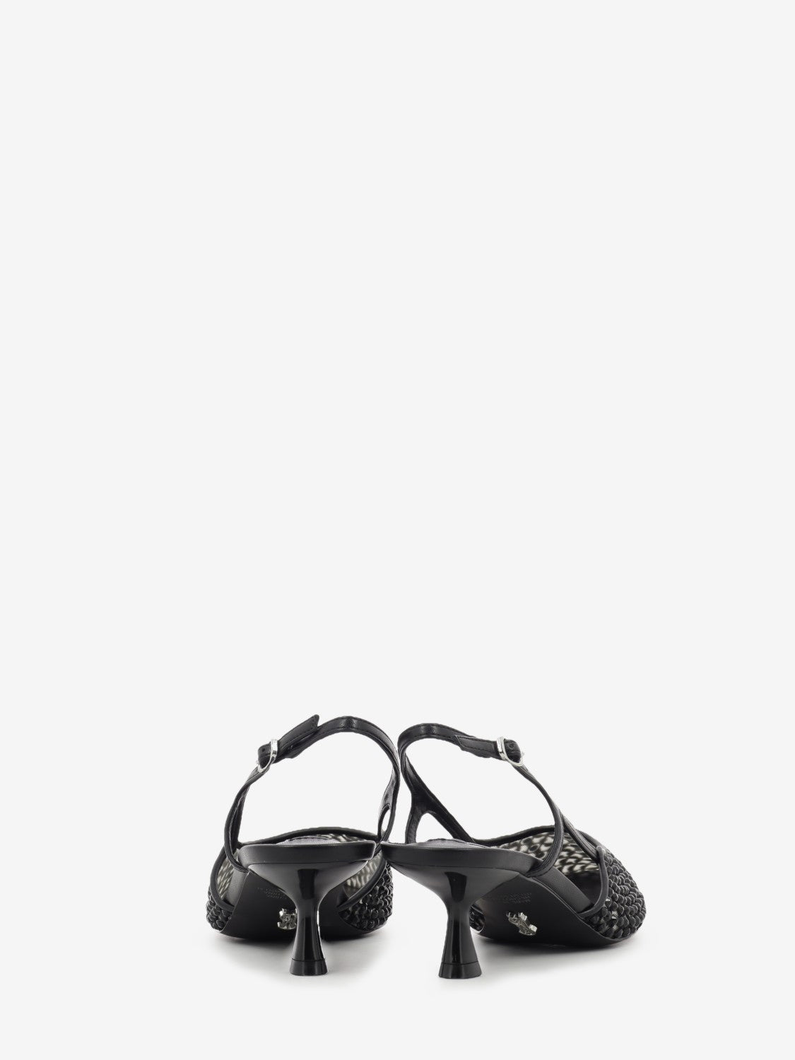Black jeweled slingbacks