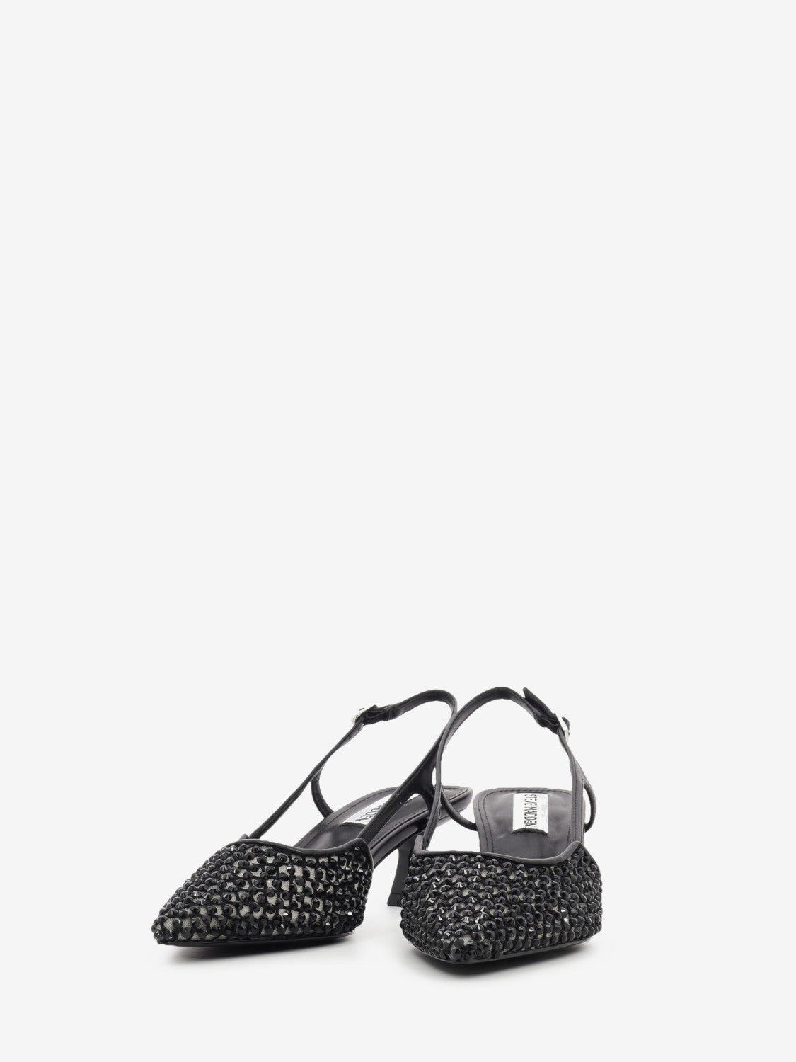 Black jeweled slingbacks