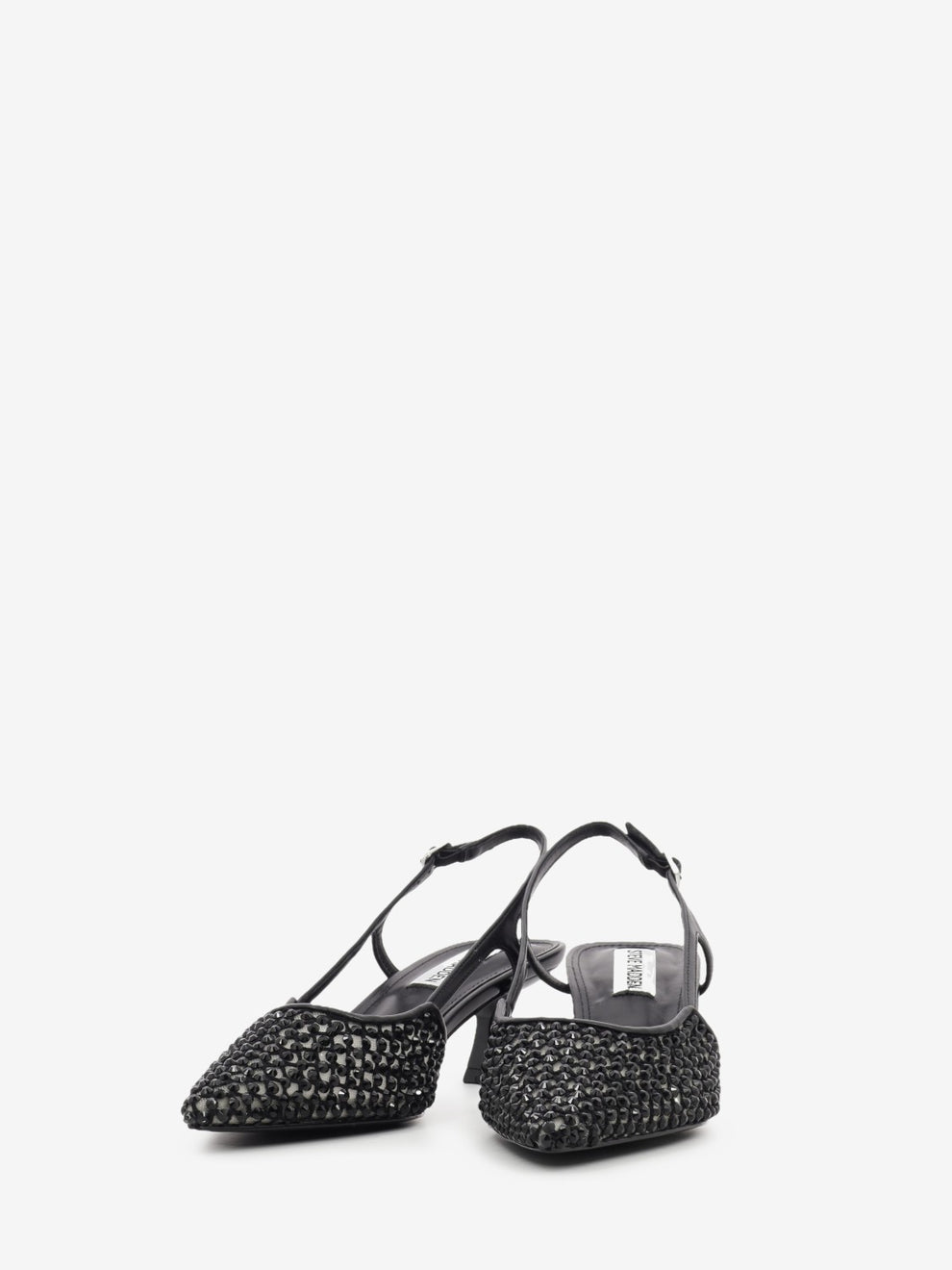 Black jeweled slingbacks
