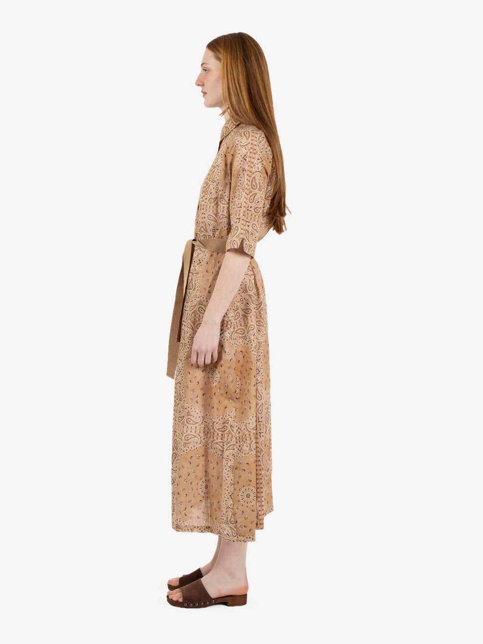 Abito camicia midi camel