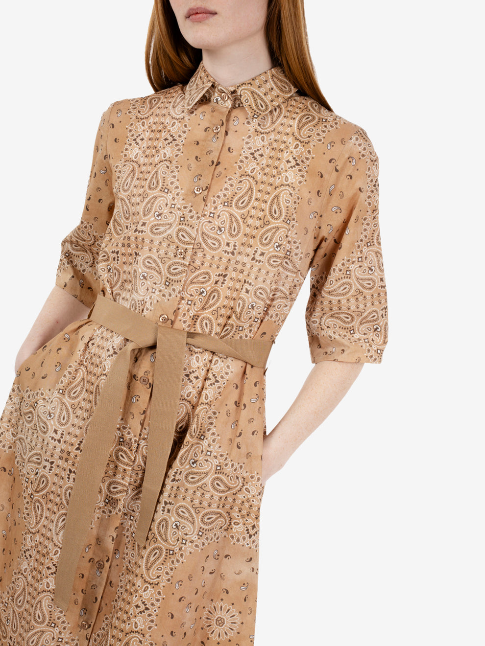 Abito camicia midi camel
