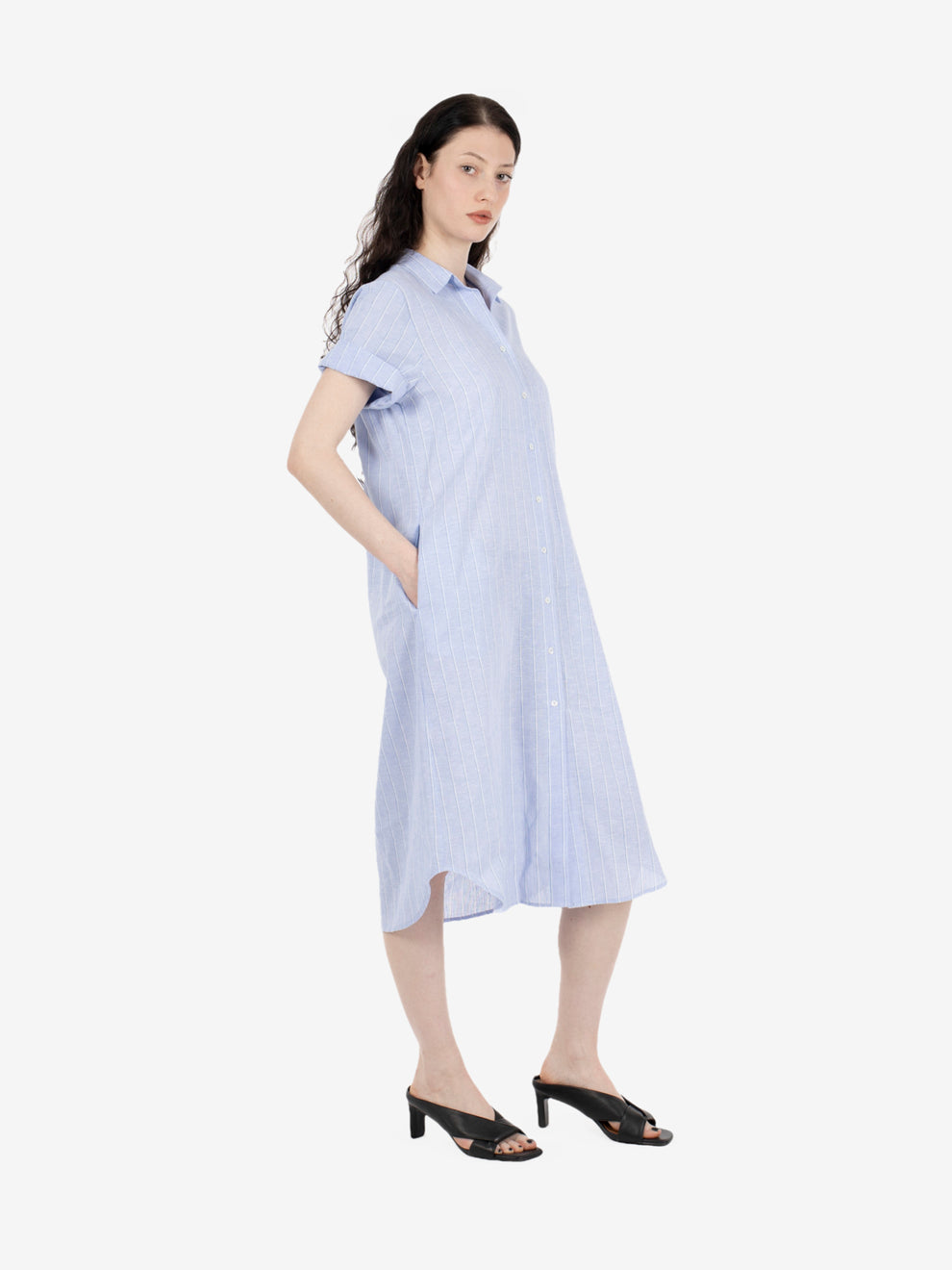 Abito chemisier a righe azzurro